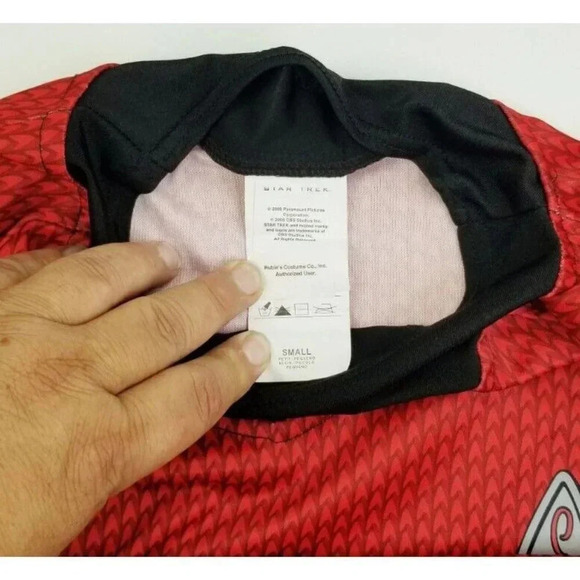 Rubies Small Star Trek Red Silver Chest Logo Scotty Long Sleeve Crew Neck Jersey - Picture 8 of 8